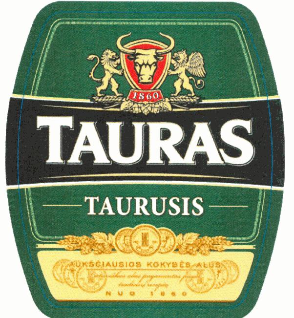 Prekės ženklas: TAURAS TAURUSIS 1860 AUKŠČIAUSIOS KOKYBĖS ALUS